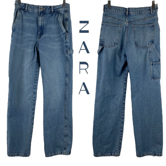 Zara Denim - Zara Blue High Rise Cargo Jeans Size 4